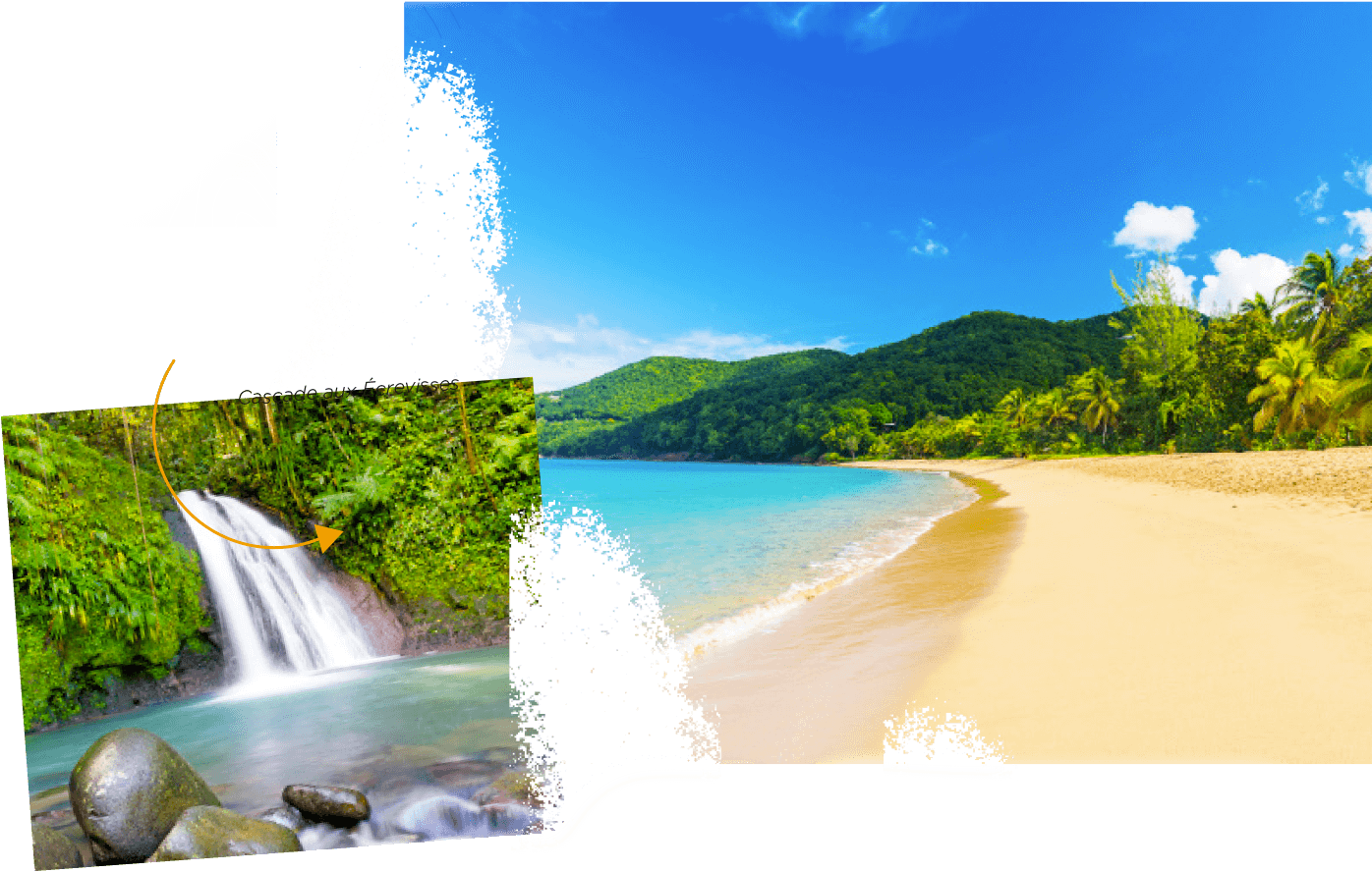 Plage et cascade